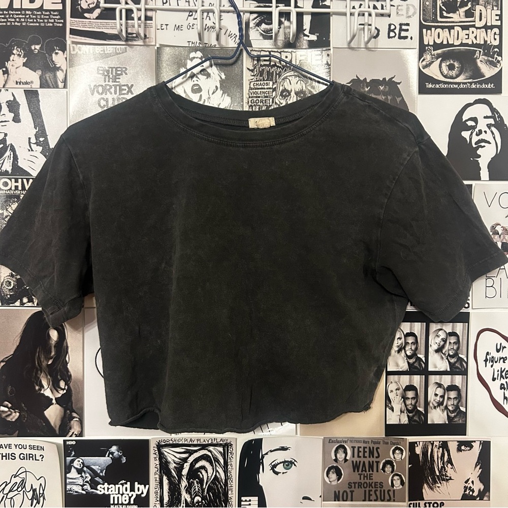Garage Washed Grey Cropped Tee -